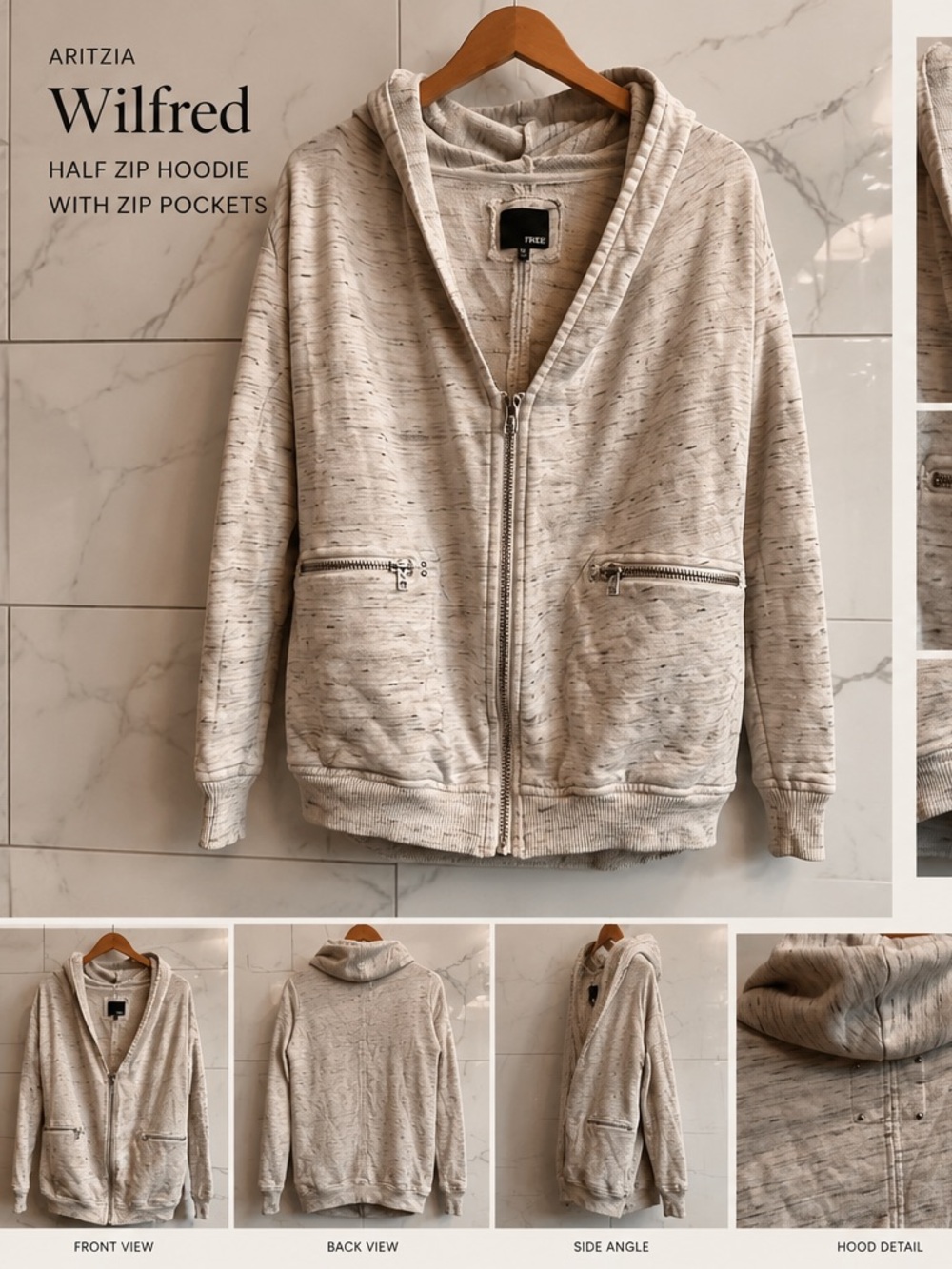 Aritzia Wilfred Half Zip Hoodie with Zip Pockets